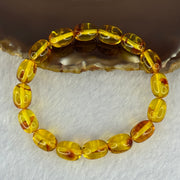 Natural Golden Yellow with Red Flower Amber Beads Bracelet 天然花珀手链 7.68g 15cm 8.5mm 16 Beads - Huangs Jadeite and Jewelry Pte Ltd