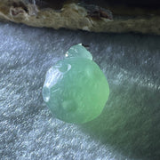Natural Type A Semi Icy Green Jadeite Rabbit on Moon Pendant in 18K White Gold 3.83g 16.7 by 12.0mm - Huangs Jadeite and Jewelry Pte Ltd