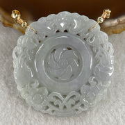 Natural Type A Green Jadeite Flower, Bat & Hulu Pendant in Intricate Hollow Carving | Blessing, Longevity & Good Fortune Talisman (19.17g | 47.4mm) - Huangs Jadeite and Jewelry Pte Ltd