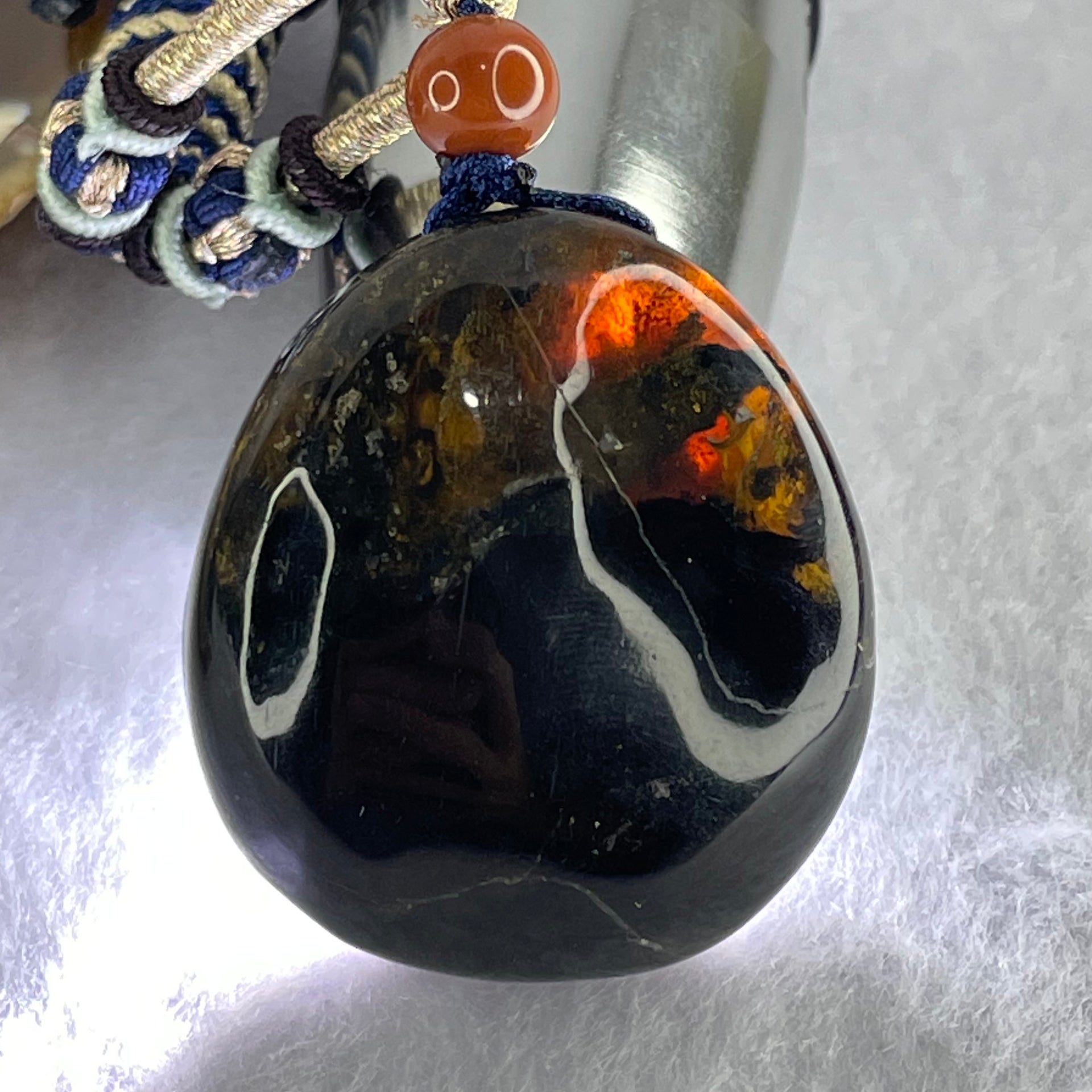 Natural Medicine Flower Amber Pendant 16.72g 36.2 by 32.5 by 17.5mm - Huangs Jadeite and Jewelry Pte Ltd