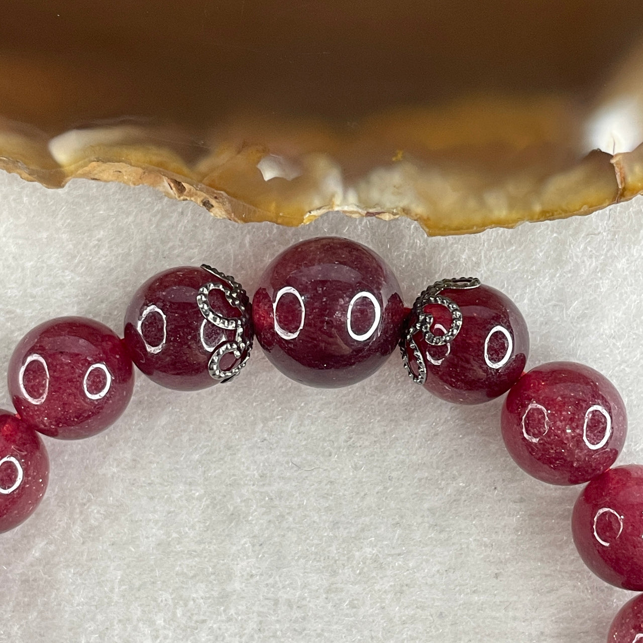 Natural Strawberry Quartz Beads Bracelet 27.62g 15.5cm 10.1mm 18 Beads - 12.3mm 1 Bead - Huangs Jadeite and Jewelry Pte Ltd