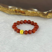 Natural Red Agate Bead Ring 2.40g US 9.5 / HK 21 4.8mm 15 Beads - Huangs Jadeite and Jewelry Pte Ltd