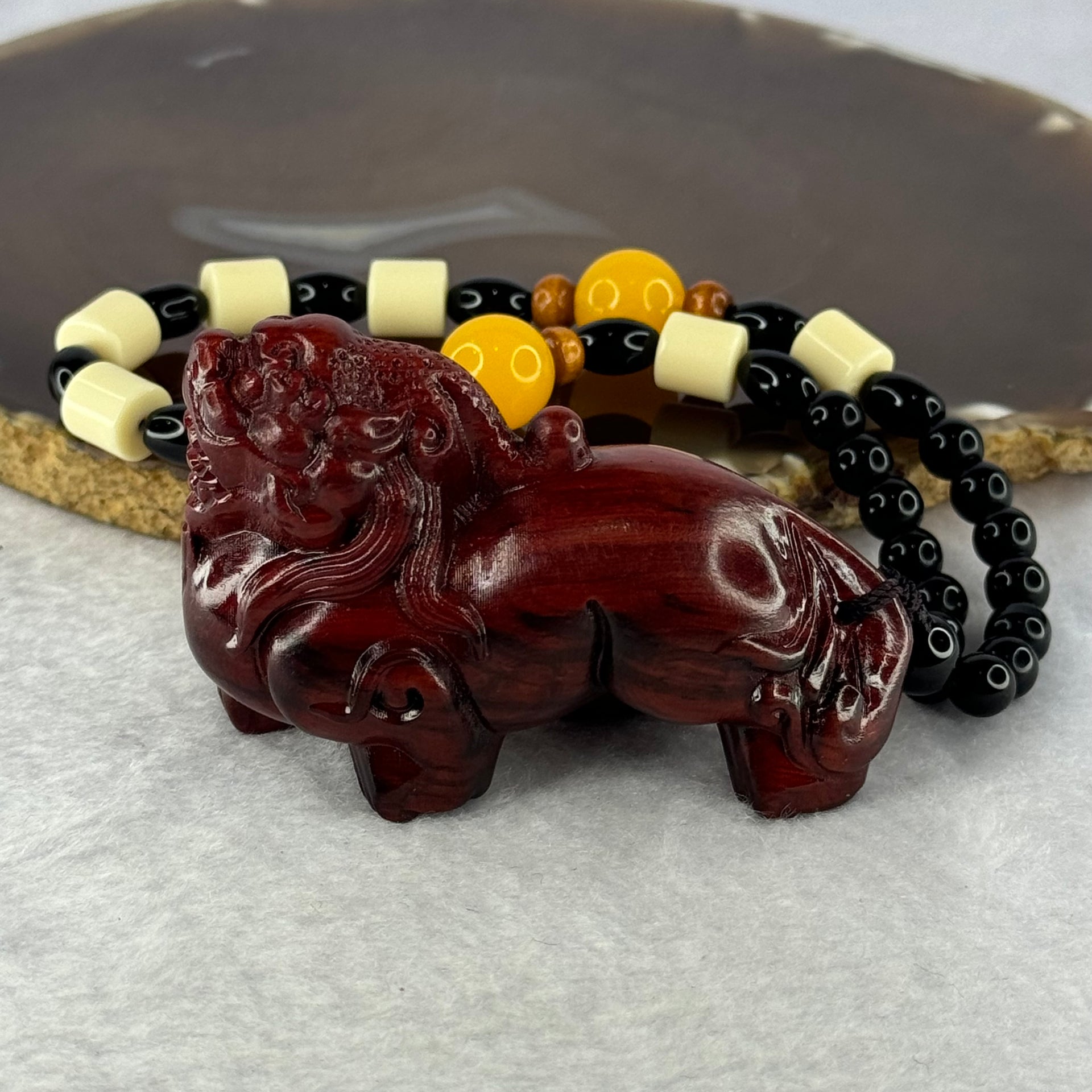 Natural African Rosewood Pixiu Handplay 天然非洲紫檀貔貅手把件 47.35g 35.6 by 28.2 by 43.4mm - Huangs Jadeite and Jewelry Pte Ltd