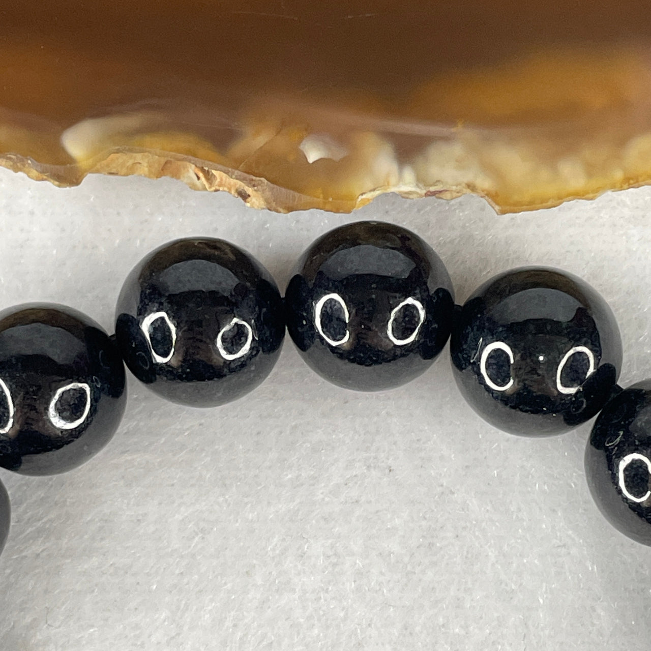 Certified Natural Type A Opaque Black Omphacite Jadeite Beads Bracelet 49.99g 16.5cm 12.0mm 17 Beads