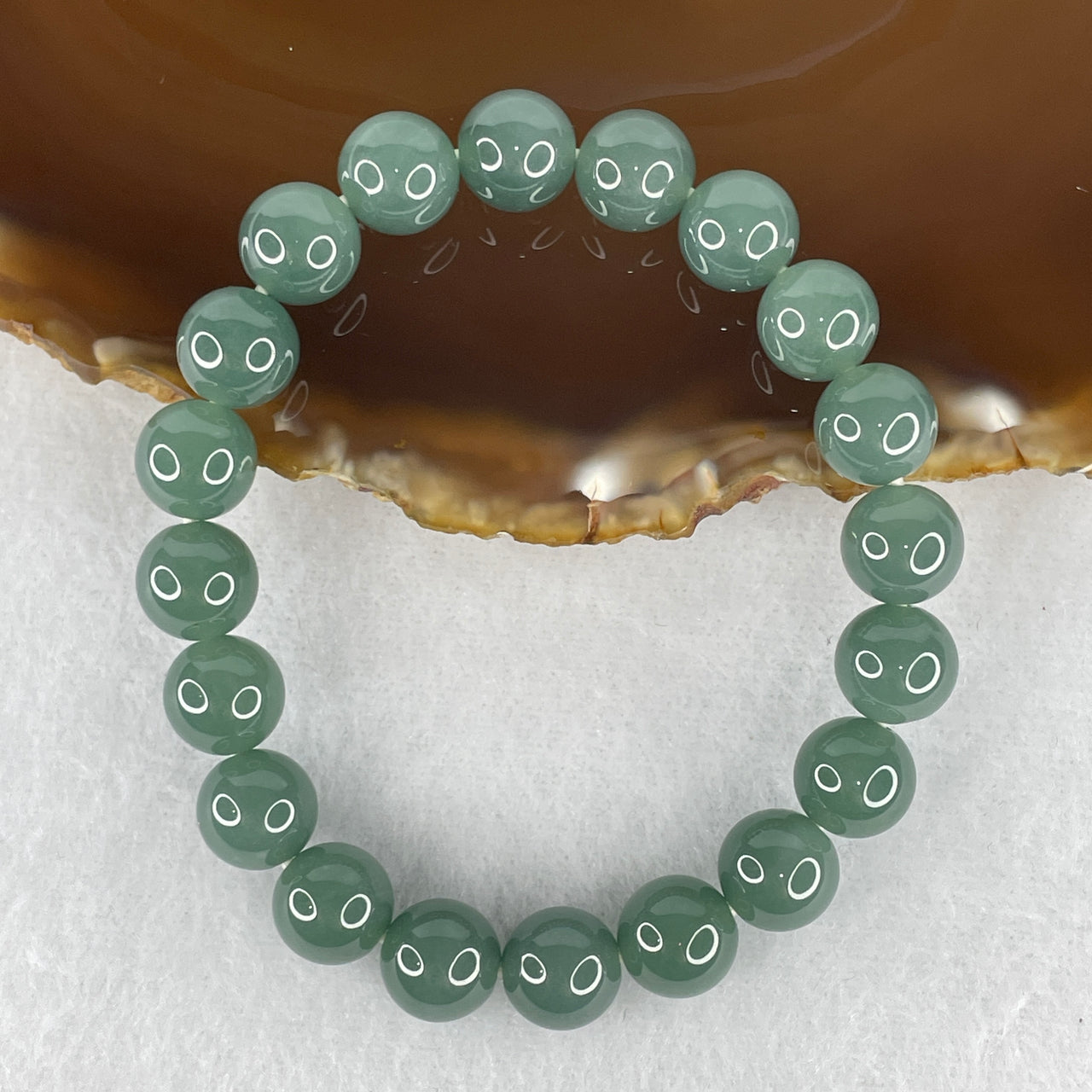 Natural Type A Blueish Green Jadeite Beads Bracelet | 16cm Classic 9.8mm Round Jade Bead Luxury Manifestation Bracelet (32.46g, 20 Beads)