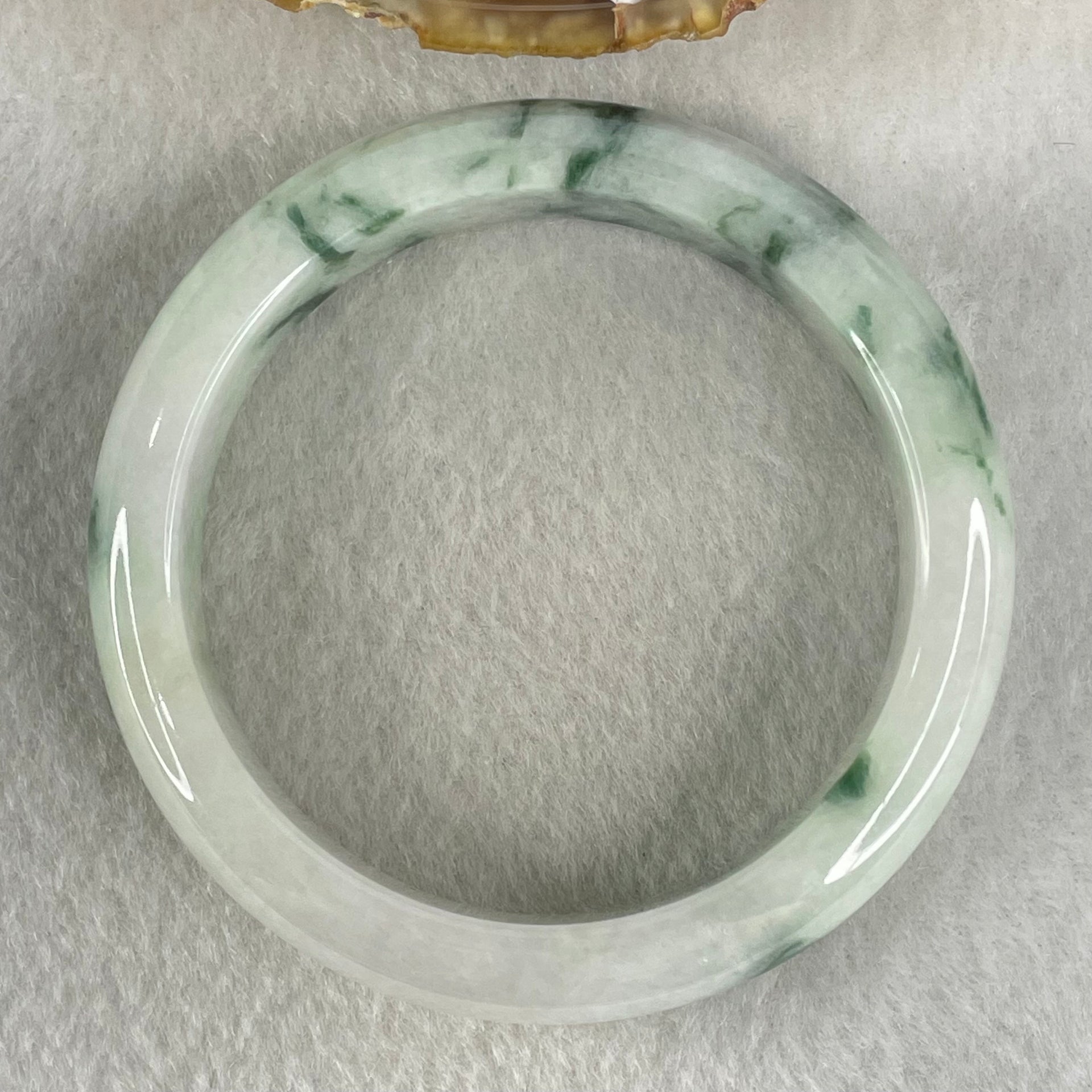 Type A Light Green Light Lavender with Green piao Hua Floral Jadeite Bangle 55.86g Inner Diameter 55.2mm 13.0 by 8.9mm (Very Slight Internal Lines) - Huangs Jadeite and Jewelry Pte Ltd