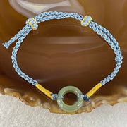 Type A Blueish Green Jadeite Ping An Kou Donut With String Bracelet 2.60g 15.2 by 5.9mm - Huangs Jadeite and Jewelry Pte Ltd