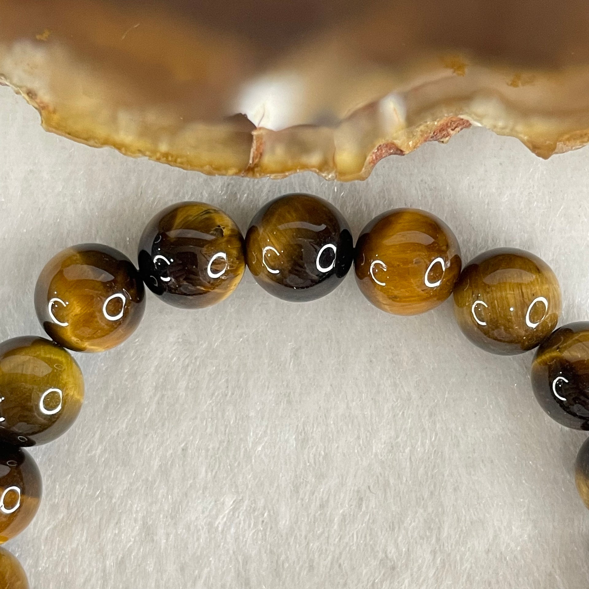 Natural Yellow Tiger's Eye Quartz Beads Bracelet 18.55g 16cm 8.5mm 23 Beads - Huangs Jadeite and Jewelry Pte Ltd