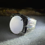 Type A lavender Burmese jadeite ring in 18k white gold with natural diamonds 16.52g size US10 HK22.5 Inner Diameter 20.0mm - Huangs Jadeite and Jewelry Pte Ltd
