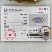 Certified Natural Type A Lavender Jadeite Round Shape Cabouchon with Cubic Zirconia in S925 Rose Gold Coler Silver Ring (Adjustable Size) 3.908g 10.3 by 9.7 by 6.0mm - Huangs Jadeite and Jewelry Pte Ltd