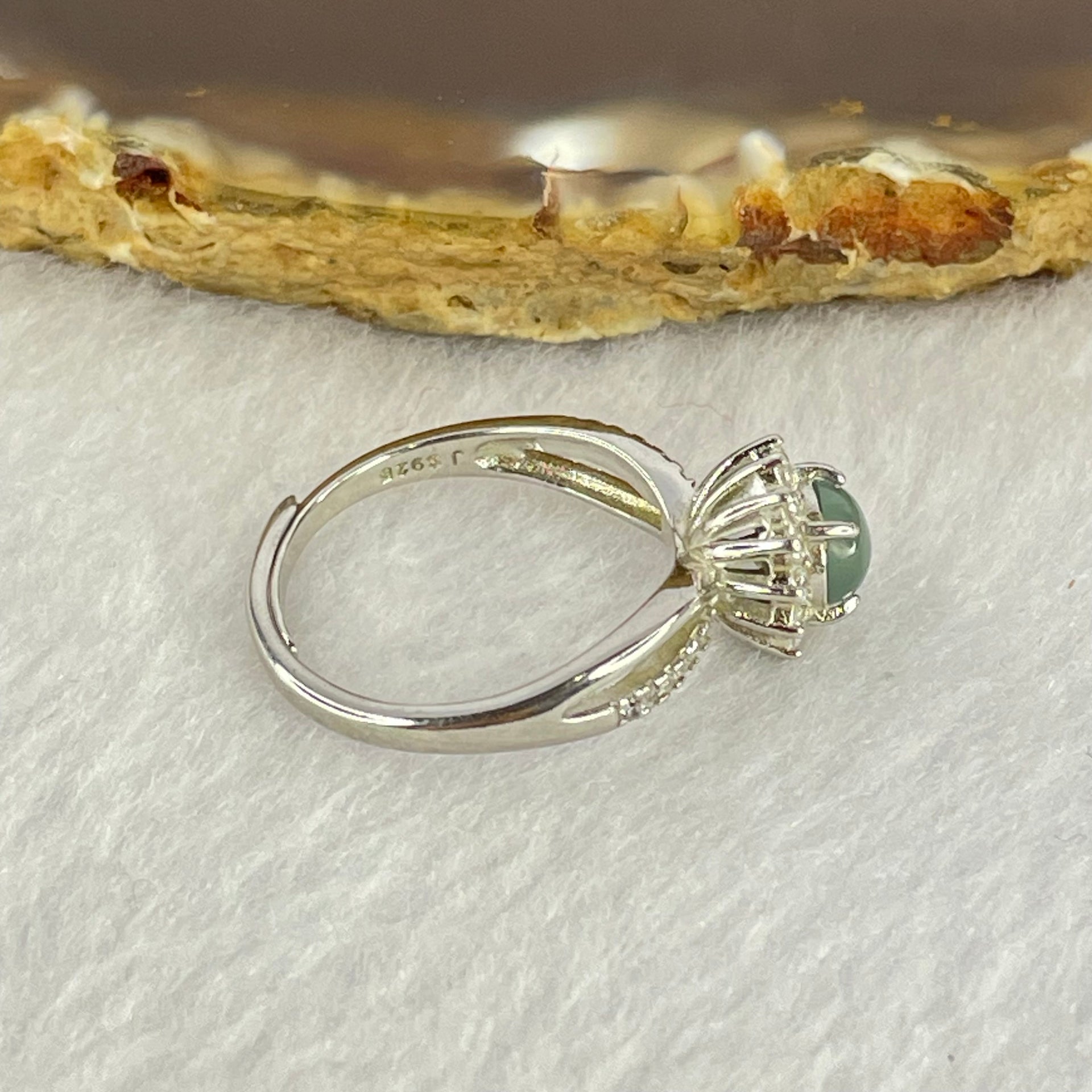 Type A Icy Blueish Green in S925 Sliver Ring (Adjustable Size) 2.63g 5.7 by 2.5mm - Huangs Jadeite and Jewelry Pte Ltd
