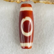 Natural Powerful Tibetan Old Oily Red White Agate One Eye Wood Element Dzi Bead Heavenly Master (Tian Zhu) 一眼木元素天珠 10.00g 38.3 by 12.7mm - Huangs Jadeite and Jewelry Pte Ltd