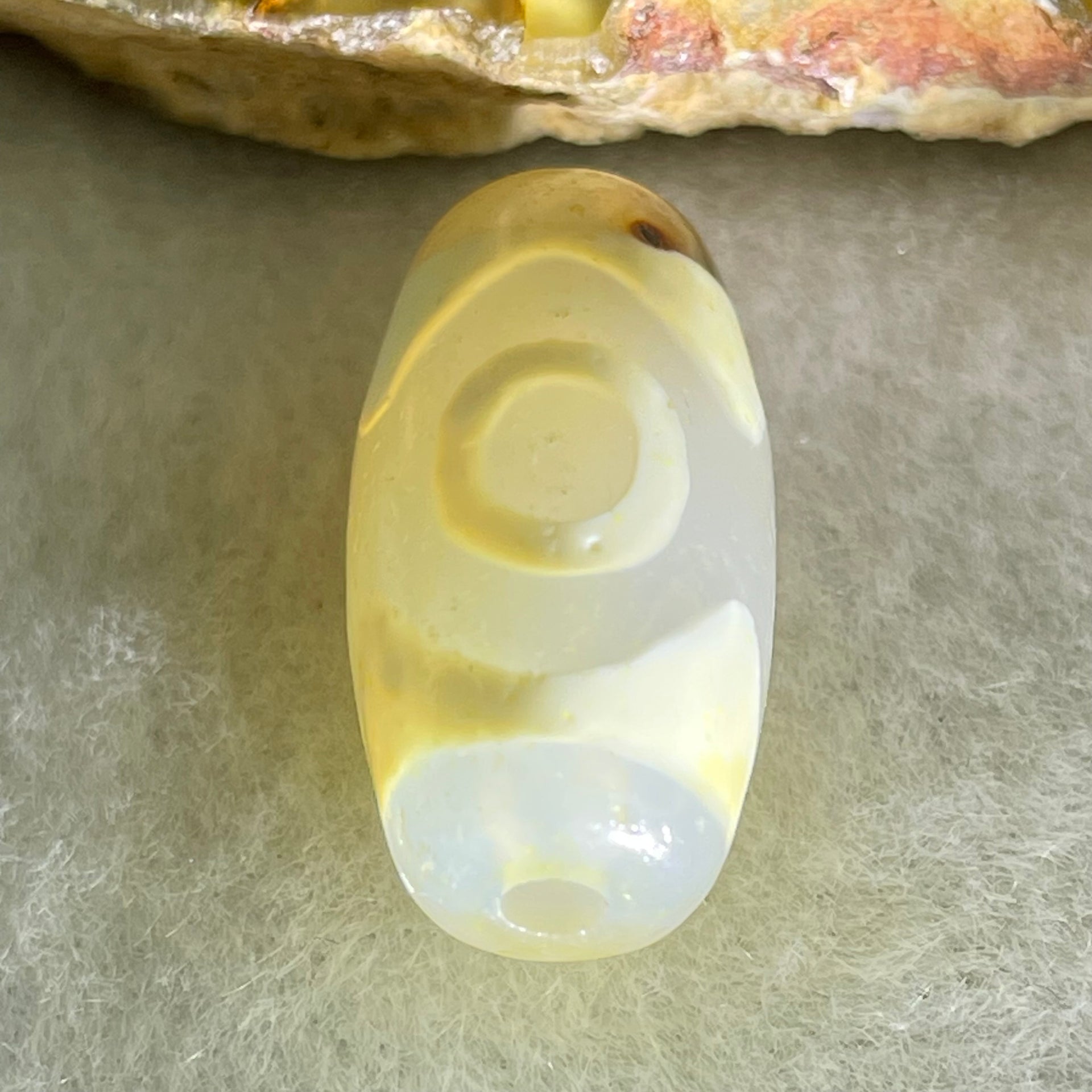 Natural Powerful Tibetan Old Oily Agate 3 Eyes Dzi Bead Heavenly Master (Tian Zhu) 三眼天诛 3.25g 20.4 by 10.5mm - Huangs Jadeite and Jewelry Pte Ltd