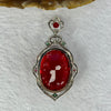 Red Cubic Zirconia With Crystals in Sliver Claps Pendent 10.08g 29.4 by 21.8 by 12.3mm - Huangs Jadeite and Jewelry Pte Ltd
