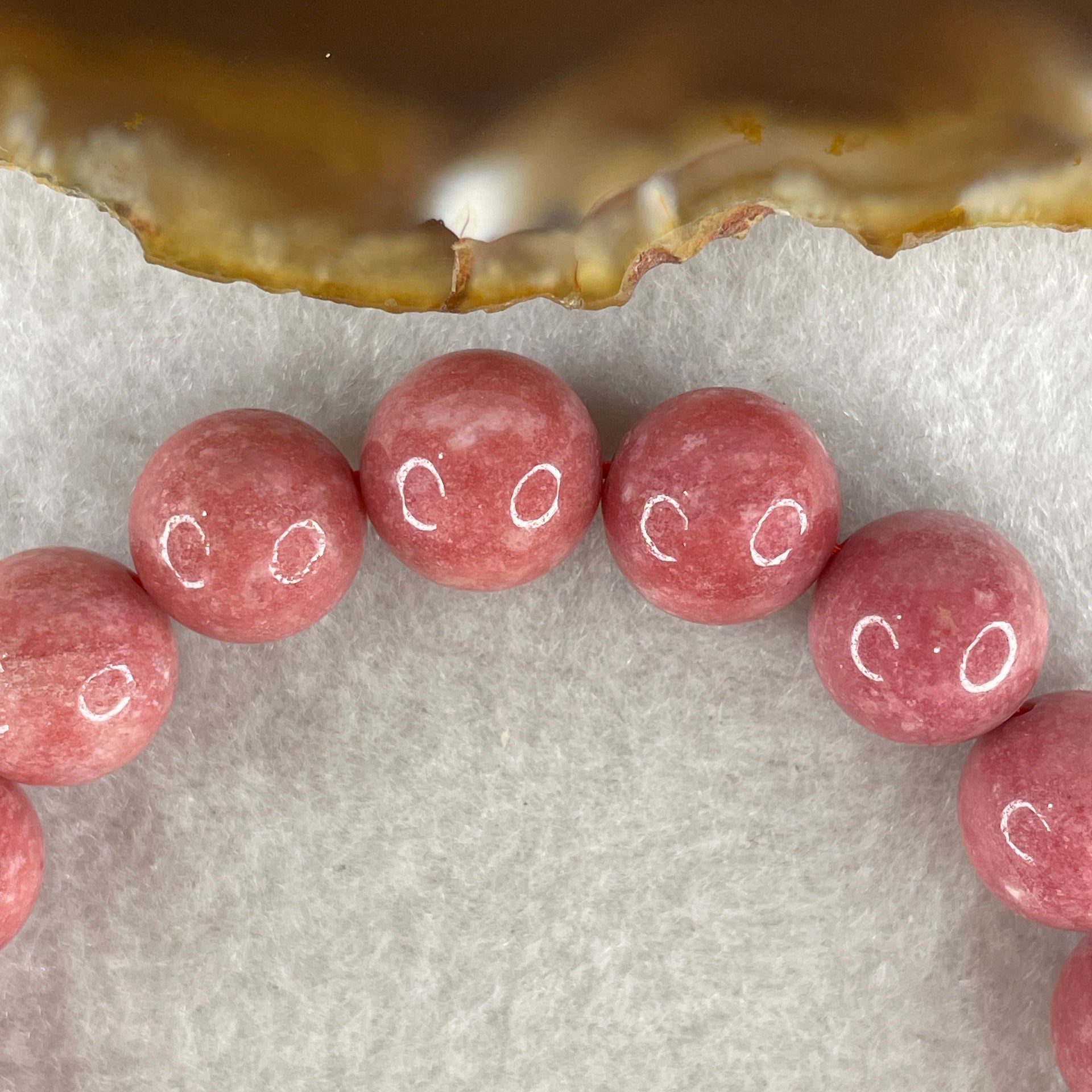 Natural Dark Pink Rhodonite Beads Bracelet 52.79g 18cm 12.0mm 18Beads - Huangs Jadeite and Jewelry Pte Ltd