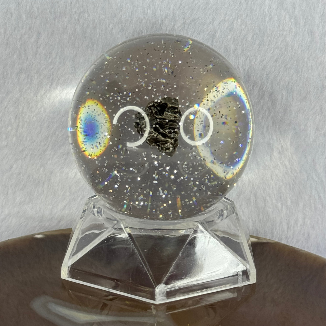 Natural Meteorite Ball Display Approximately Dimensions 155.52g 60.0mm by 76mm (This item has multiple quantity and every piece is unique, and each meteorite may look slightly different) - Huangs Jadeite and Jewelry Pte Ltd