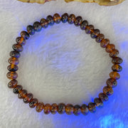 Natural Dark Brownish Yellow Medicine Amber Beads Bracelet 天然抚顺药珀手链 4.21g 14.5cm 6.7 by 42 Beads - Huangs Jadeite and Jewelry Pte Ltd