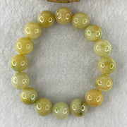 Natural Type A Yellow Jadeite Round Shape Beads Bracelet 61.35g 16.5cm 13mm 16 Beads (Burned) - Huangs Jadeite and Jewelry Pte Ltd