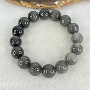 Good Grade Natural Grey Rabbit Hair Rutilated Quartz Beads Bracelet 52.45g 18cm 13.5mm 16 Beads - Huangs Jadeite and Jewelry Pte Ltd