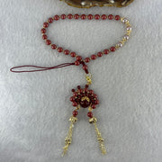 Natural Red Cinnabar Beads Princess Handphone Charm 25.90g 12.2mm - Huangs Jadeite and Jewelry Pte Ltd