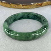 Type A Spicy Green with Dark Green Piao Hua Jadeite Bangle Internal Diameter 58.3mm 59.99g 12.6 by 8.7mm (Close to Perfect) - Huangs Jadeite and Jewelry Pte Ltd