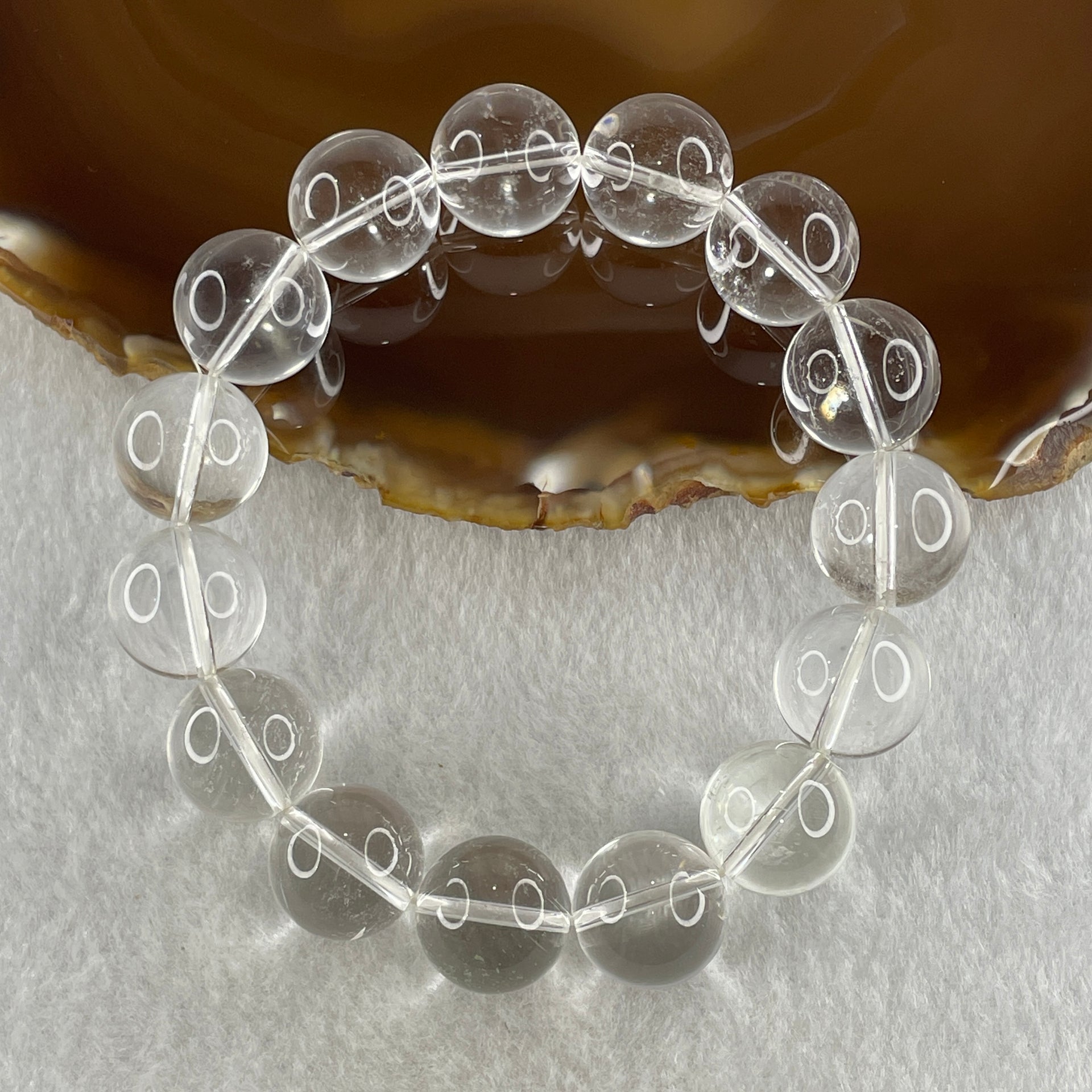 Natural Clear Quartz Beads Bracelet 60.89g 16.5cm 14.5mm 15 Beads - Huangs Jadeite and Jewelry Pte Ltd