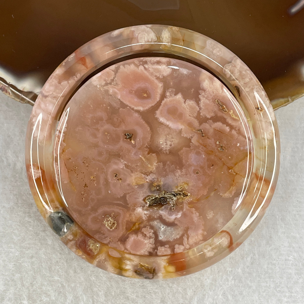 Natural Pinkish Flower Agate Set Bangle | (97.64g Total Set Weight | 55.0mm Inner Diameter | 10.6x7.4mm | Close to Perfect | Synergy, Love Magnet, Personal Growth & Protection Shield)