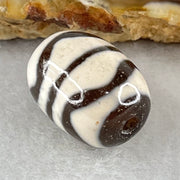 Natural Powerful Tibetan Old Oily Agate Double Tiger Tooth Daluo Dzi Bead Heavenly Master (Tian Zhu) 虎呀天诛 4.39g 17.6 by 12.9mm - Huangs Jadeite and Jewelry Pte Ltd