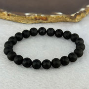 Natural Dark Matt Black Amber Beads Bracelet 天然大黑天翁琥珀手链 6.31g 14.5cm 8.2mm 22 Beads - Huangs Jadeite and Jewelry Pte Ltd