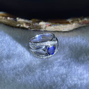 Natural Oval Blue Sapphire with Round Brilliant Cut Shape Diamonds in PT900 Platinum 15.38g Ring S2.386 with Melees D0.47 ct Total 19.93g US6.75 HK15 - Huangs Jadeite and Jewelry Pte Ltd