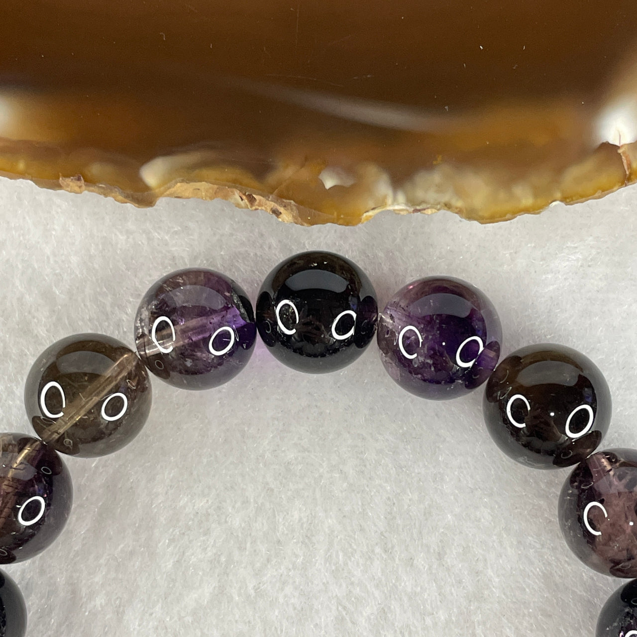 Certified Above Average Natural Fully Transparent Black Super 7 Crystal Bead Bracelet | 12.0mm Black Super 7 (40.89g | 17cm Wrist Sizing | 18 Beads)