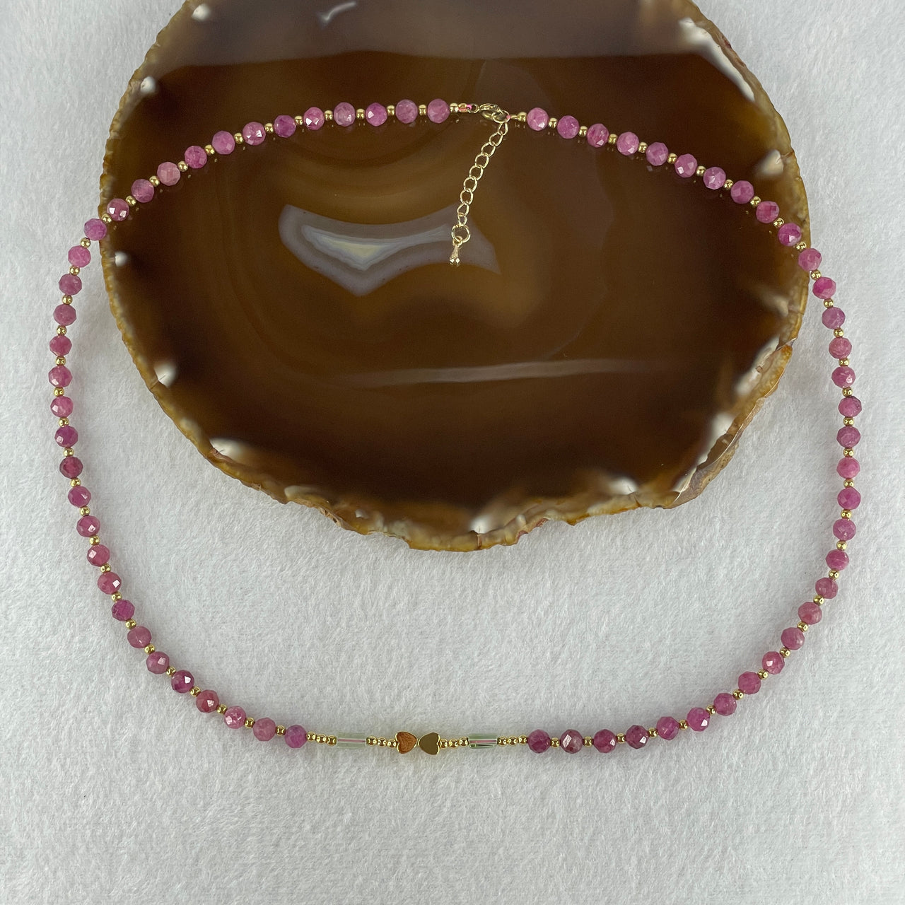 Natural Watermelon Tourmaline Crystal Beads with Charm Necklace 15.46g 50cm 5.3mm 66Beads