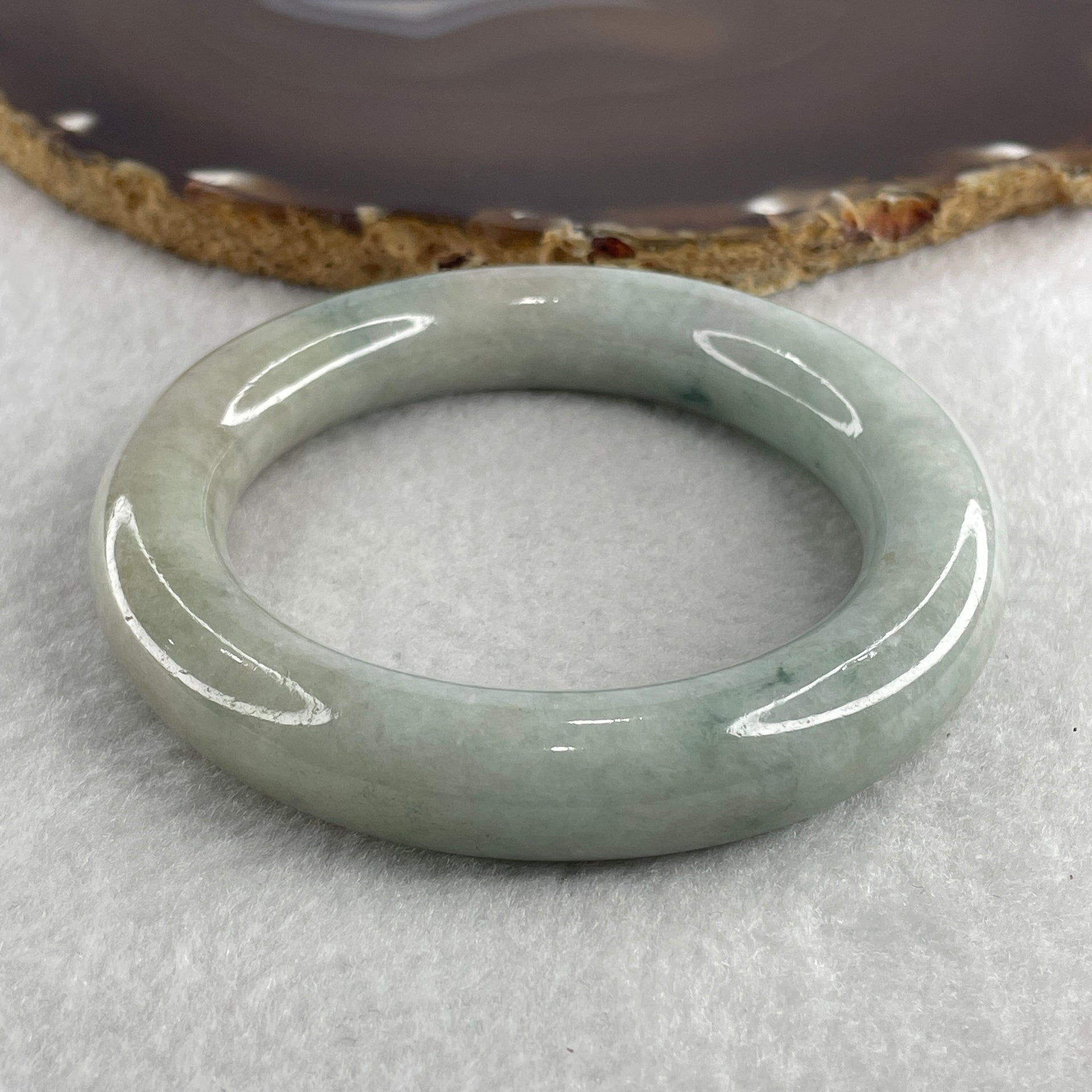Natural Type A Green with Dark Green Spot Jadeite Bangle 88.51g Internal Diameter 56.4mm 12.8 by 13.3mm (Very Very Slight Internal Lines) - Huangs Jadeite and Jewelry Pte Ltd