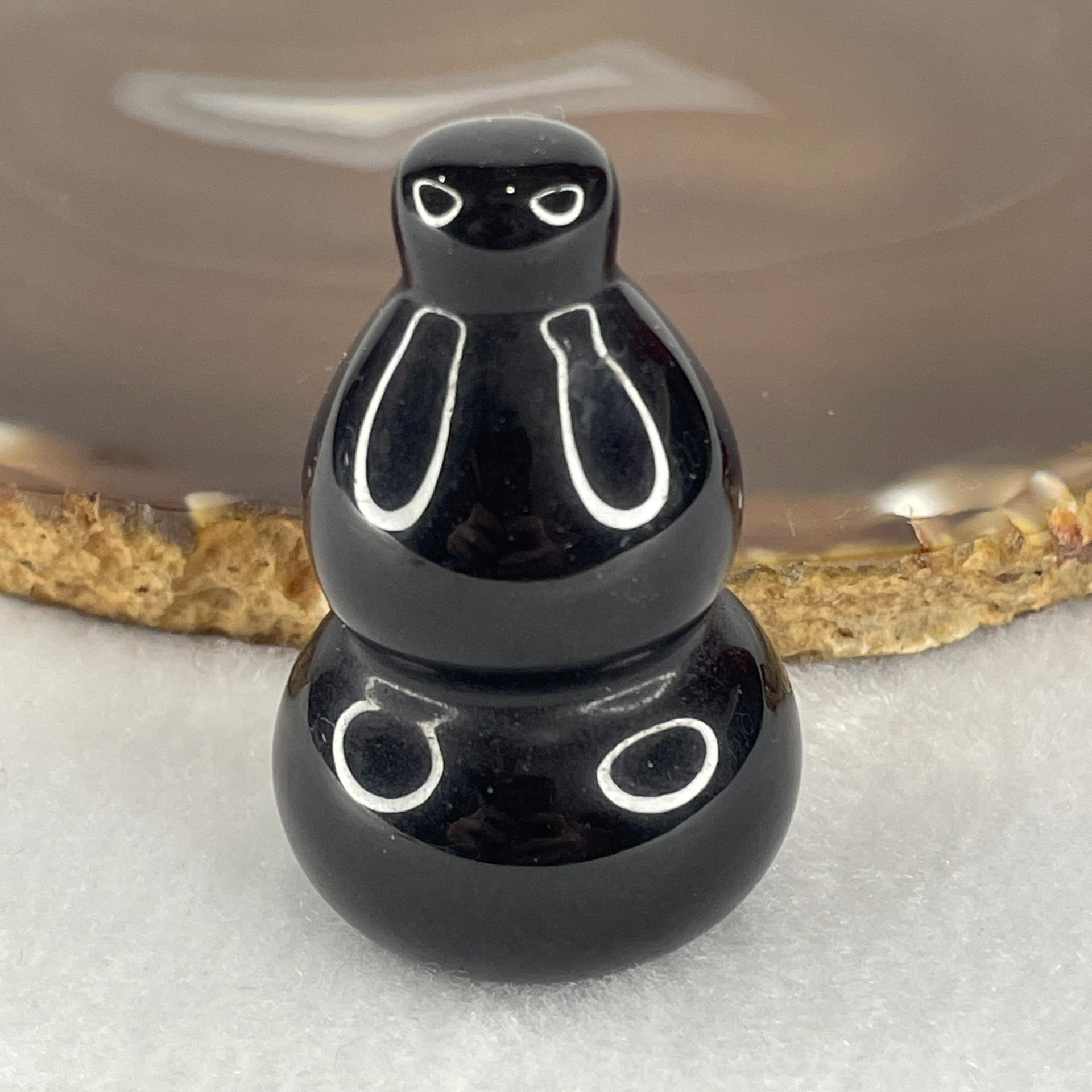 Natural Black Obsidian Mini Hulu Display 38.32g 44.7 by 29.0mm - Huangs Jadeite and Jewelry Pte Ltd