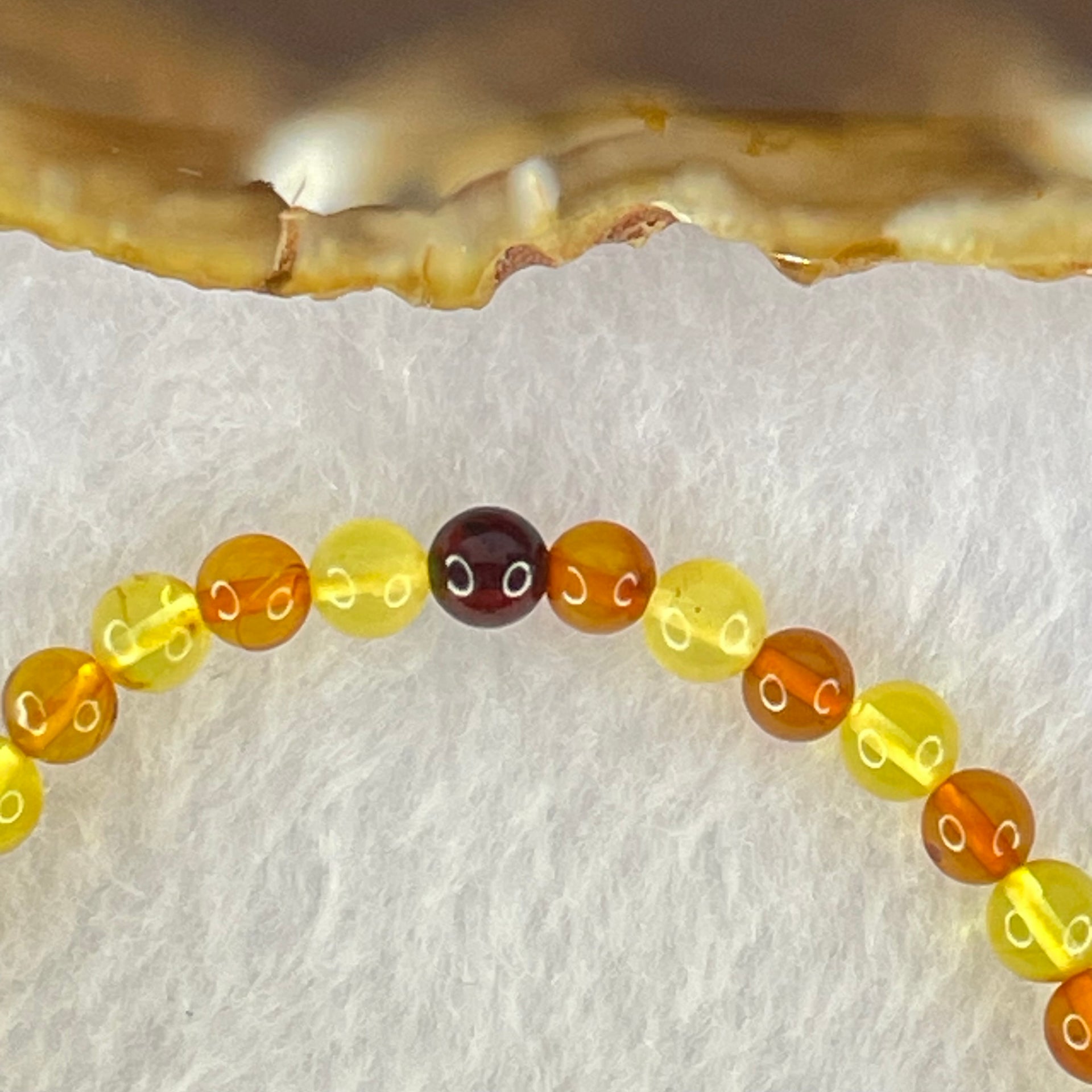 Natural Mixed Color Amber Beads Bracelet 2.52g 16.5cm 5.2mm 38 Beads - Huangs Jadeite and Jewelry Pte Ltd