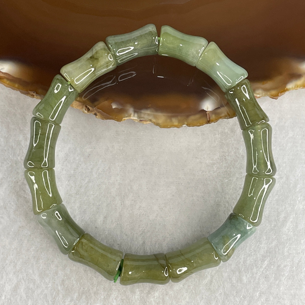 Natural Type A Yellowish Green Jadeite Bamboo Beads Bracelet | 16cm Strand 15 Pcs 10.1mm Bamboo Cylinders (35.54g | Career Advancement, Resilience & Solar-Heart Synergy)
