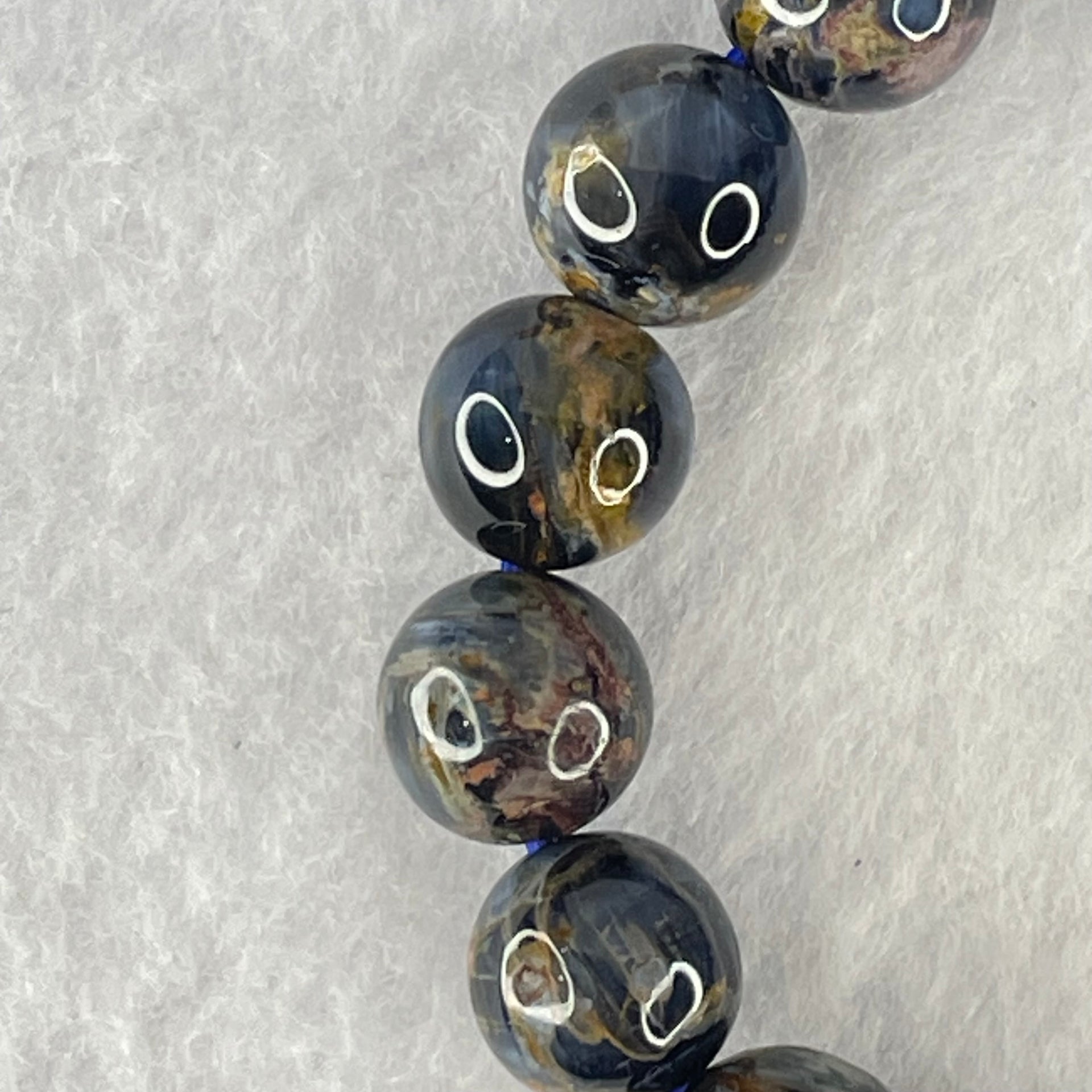 Good Grade Natural Petersite Beads Bracelet 26.38g 16cm 10.4mm 19 Beads - Huangs Jadeite and Jewelry Pte Ltd