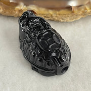 Type A Opaque Black Omphacite Jadeite Dragon Turtle with Coin Pendant Charm 12.45g 29.7 by 18.0 by 15.2mm - Huangs Jadeite and Jewelry Pte Ltd
