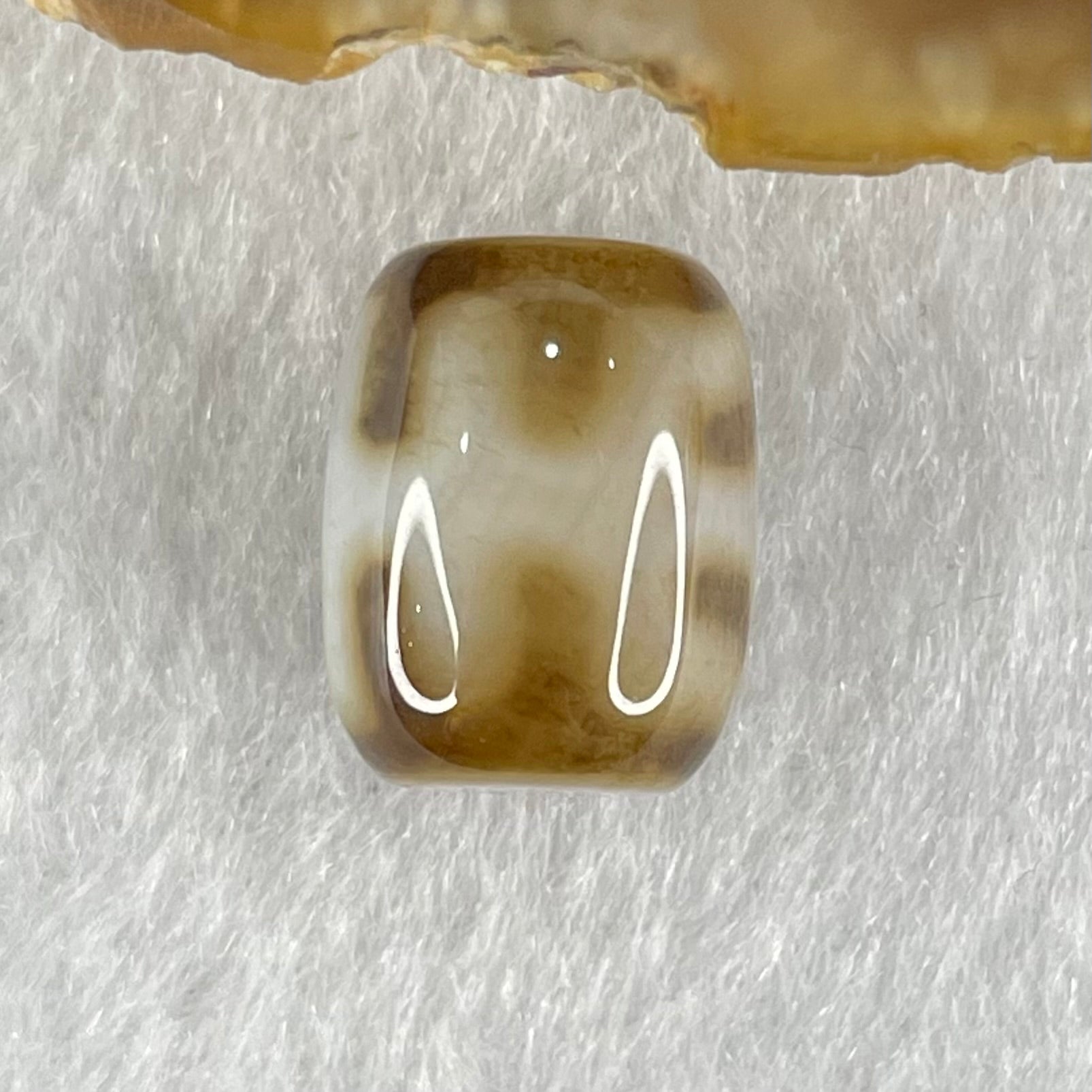 Natural Powerful Tibetan Old Oily Dark Brown with White Agate Patina Guiren Tairen Human Dzi Bead Totem Amulet Heavenly Master (Tian Zhu) 贵人天诛 2.70g 13.6 by 10.7mm - Huangs Jadeite and Jewelry Pte Ltd