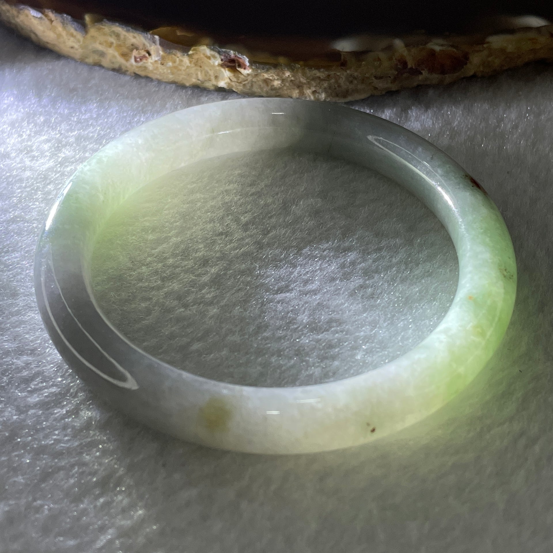 Type A Green with Wuji Lavender Jadeite Bangle Internal Diameter 51.3mm 31.15g 8.4 by 7.6mm (Very Slight Internal Lines) - Huangs Jadeite and Jewelry Pte Ltd