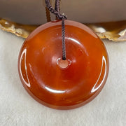 Natural Red Chalcedony Ping An Kou Donut 55.771g 52.6 by 11.2mm with White Crystal Beads Necklace 60cm - Huangs Jadeite and Jewelry Pte Ltd