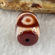 Natural Powerful Tibetan Old Oily Agate 3 Eyes Dzi Bead Heavenly Master (Tian Zhu) 三眼天诛 2.31g 13.7 by 10.0mm - Huangs Jadeite and Jewelry Pte Ltd