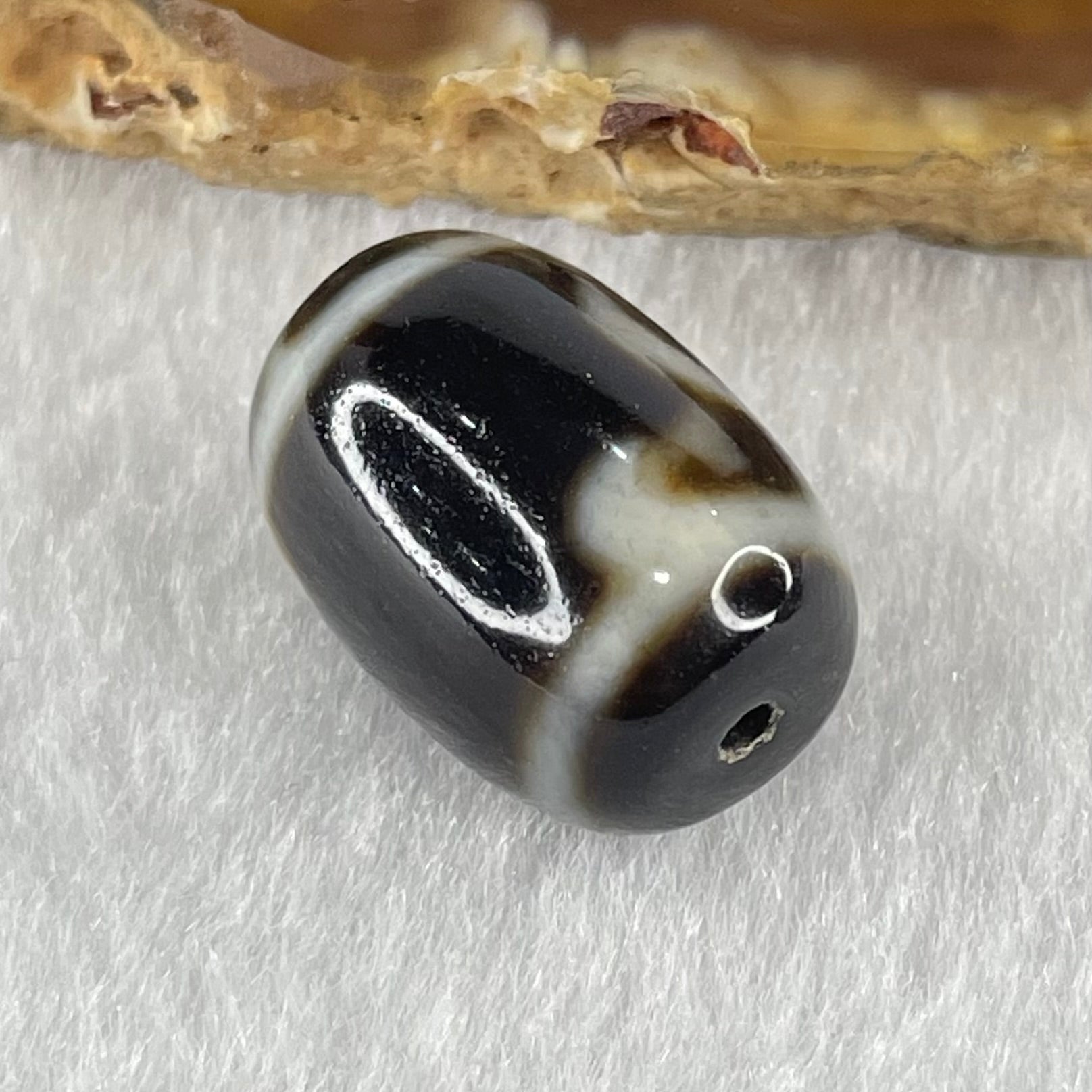 Natural Powerful Tibetan Old Oily Green Tara Dzi Bead Heavenly Master (Tian Zhu) 绿度母天珠 4.92g 18.1 by 12.9mm - Huangs Jadeite and Jewelry Pte Ltd