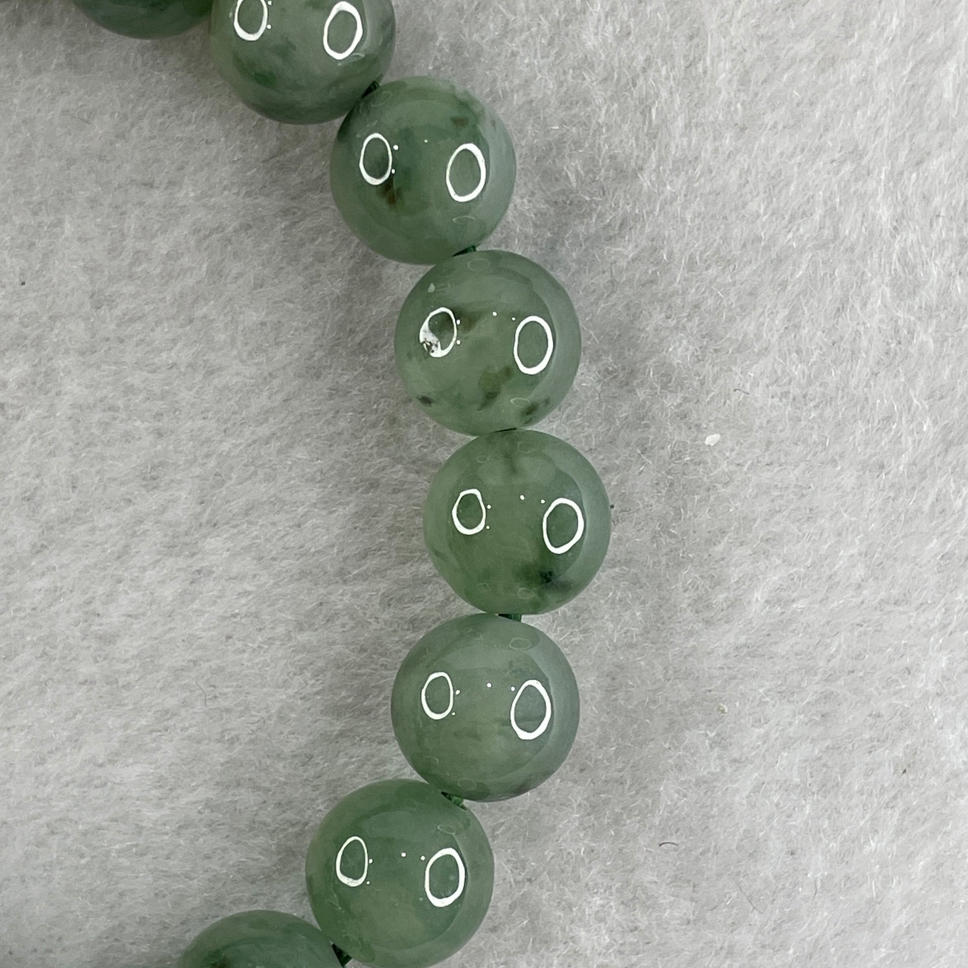 Certified Natural Type A Semi Icy Green with Blueish Green Fluorite Piao Hua Jadeite Beads Bracelet 32.882g 15cm 10.1mm 19Beads Perfect - Huangs Jadeite and Jewelry Pte Ltd