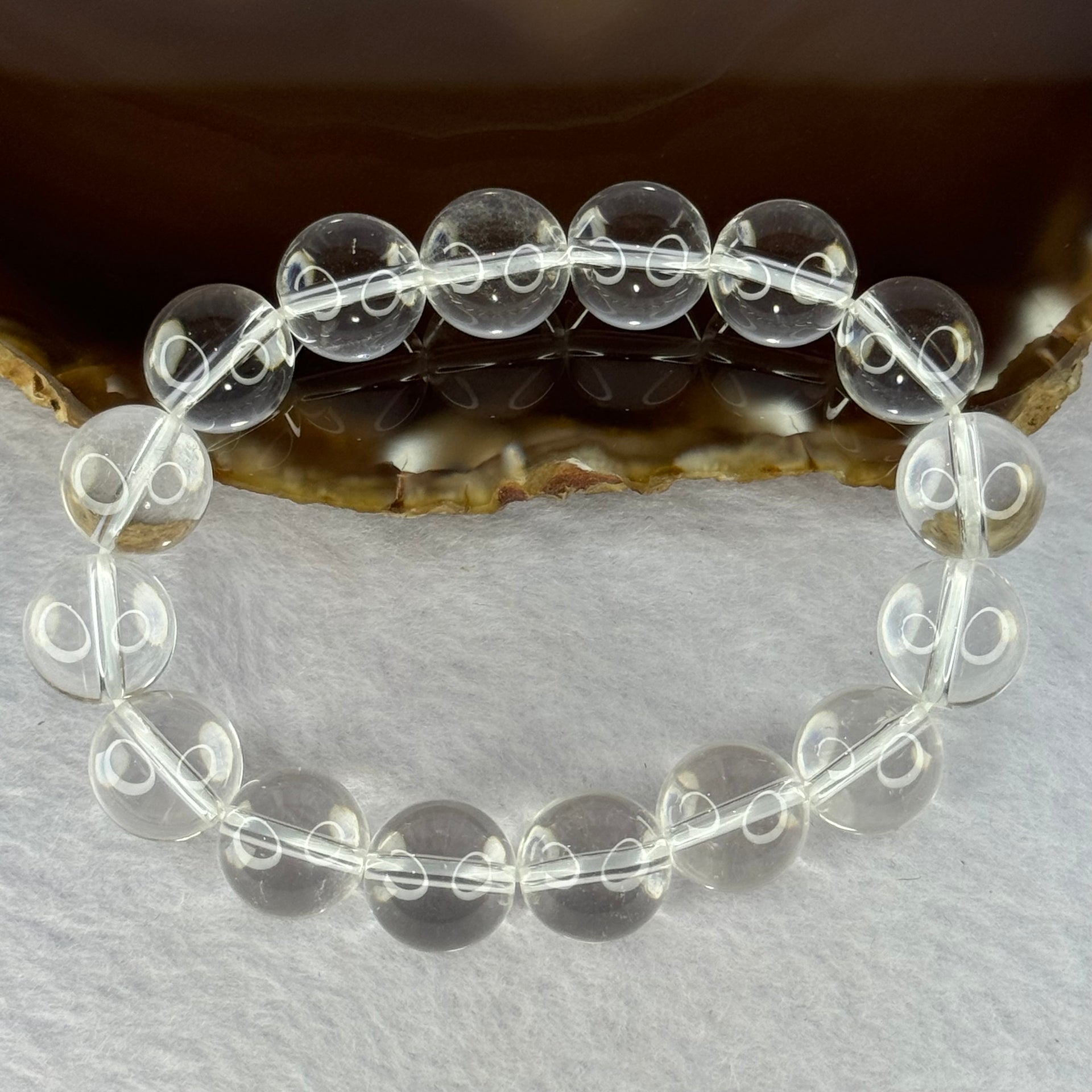 Natural Clear Quartz Beads Bracelet 天然白水晶手链 45.88g 17.5cm 12.9mm 16 Beads - Huangs Jadeite and Jewelry Pte Ltd