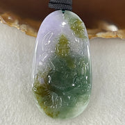 Grand Master Type A Lavender with Blueish Green and Yellowish Brown Jadeite Huang Cai Shen Chinese God of Wealth with Bat 38.89g 59.6 by 33.0 by 7.0mm - Huangs Jadeite and Jewelry Pte Ltd