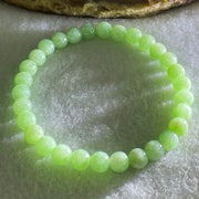 Type A Intense Bright Apple Green Jadeite Beads Bracelet 11.45g 15cm 6.1mm 30 Beads - Huangs Jadeite and Jewelry Pte Ltd