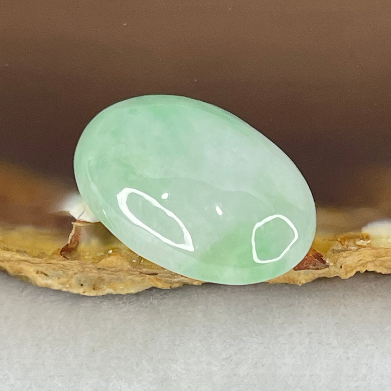 Type A Faint Lavender and Light Green Jadeite Cabouchon Stone For Setting 5.13g 22.8 by 15.8 by 8.0mm - Huangs Jadeite and Jewelry Pte Ltd