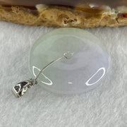 Natural Type A Faint Green Faint Lavender Jadeite Ping An Kou Donut Pendant in Silver Clasp Signifying Protection Blessings 7.44g 25.2 by 5.5mm - Huangs Jadeite and Jewelry Pte Ltd