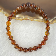 Natural Purple Amber Beads Bracelet 天然紫蜜琥珀手链 4.19g 15cm 6.6mm 27 Beads - Huangs Jadeite and Jewelry Pte Ltd